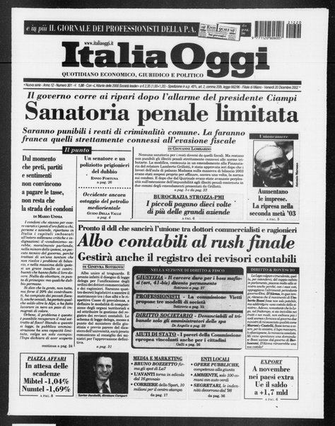 Italia oggi : quotidiano di economia finanza e politica